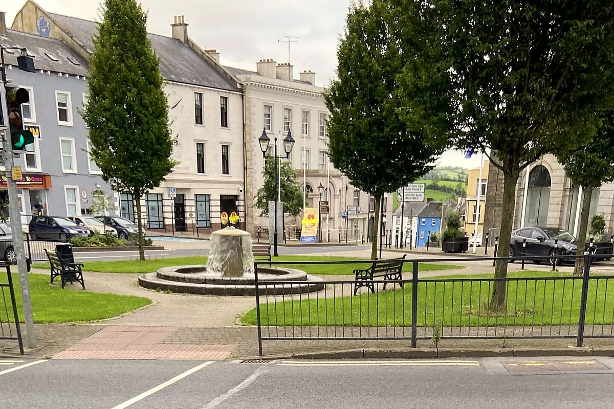 The Diamond in Clones with trees and benches