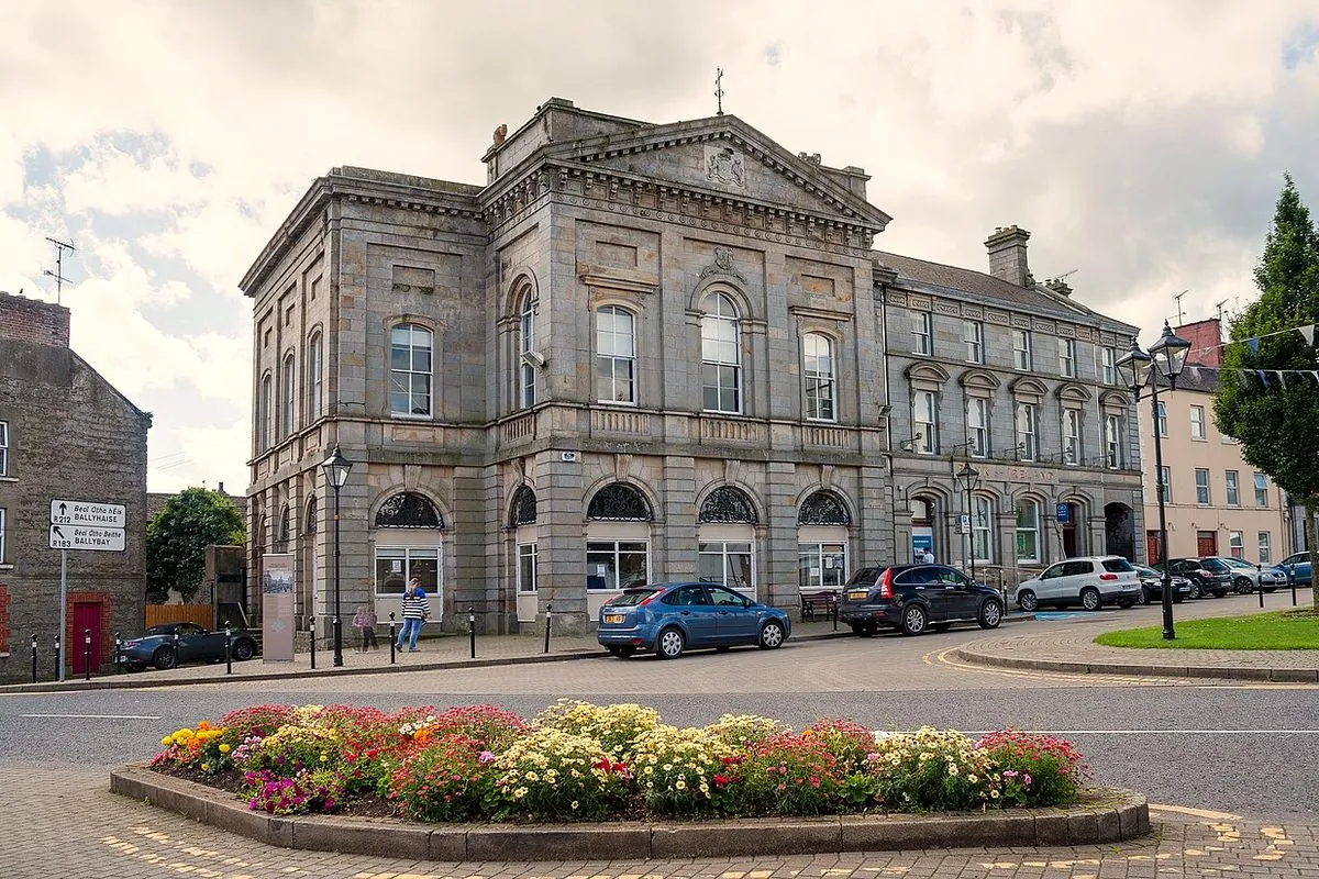 Clones Market House with flower beds